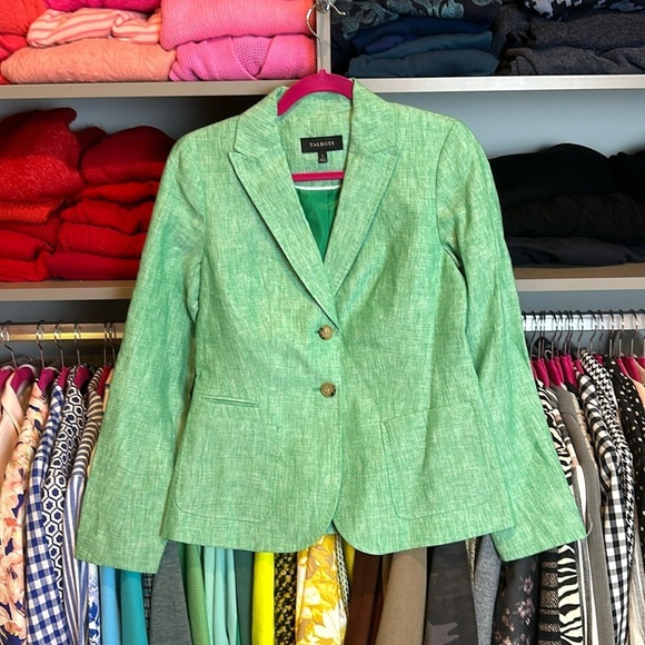 Talbots green 100% linen blazer size 2 - Picture 1 of 3